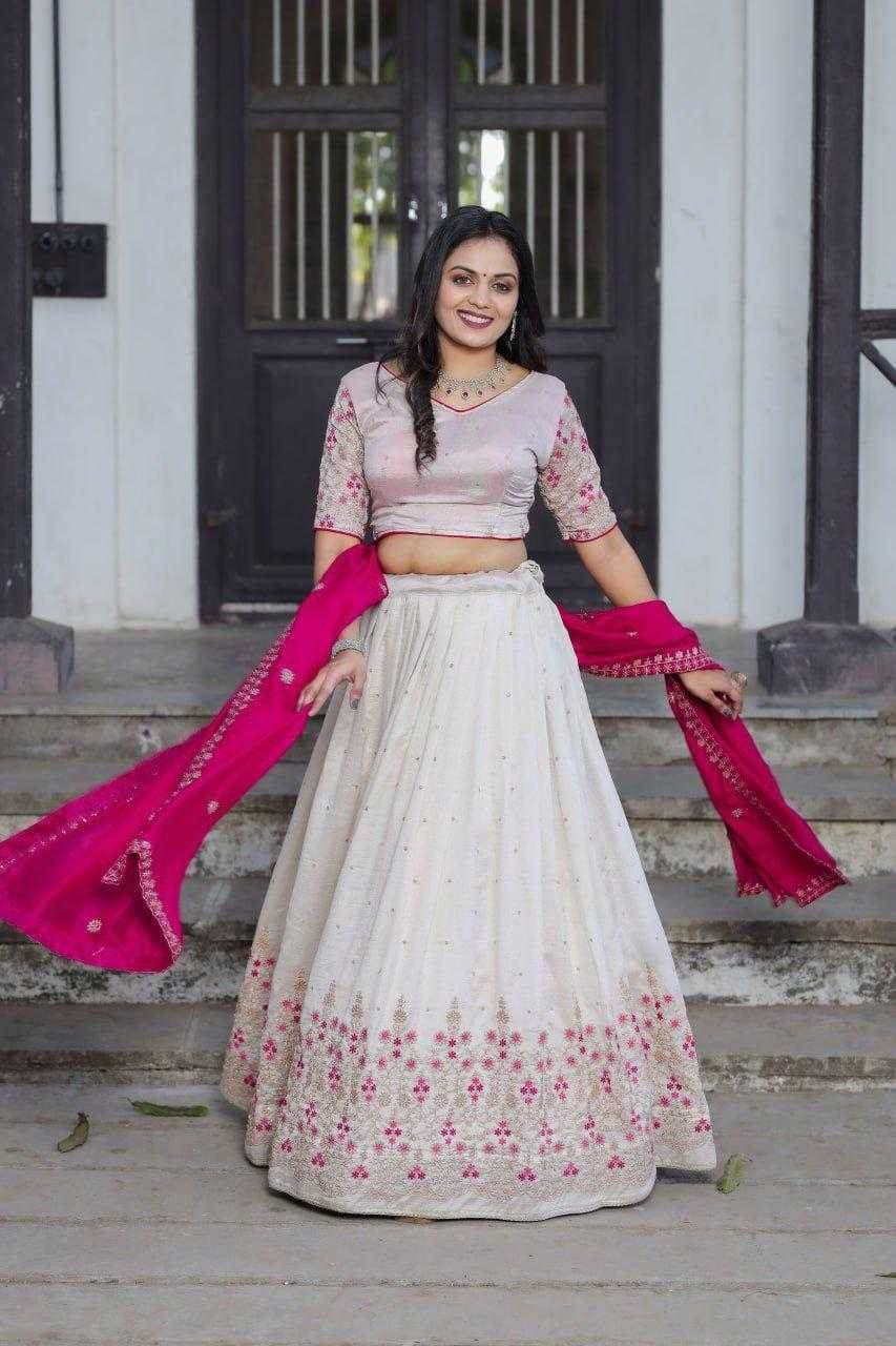 Vichitra Silk Designer Embroidered Lehenga - MYLUXURY LANE ENTERPRISE